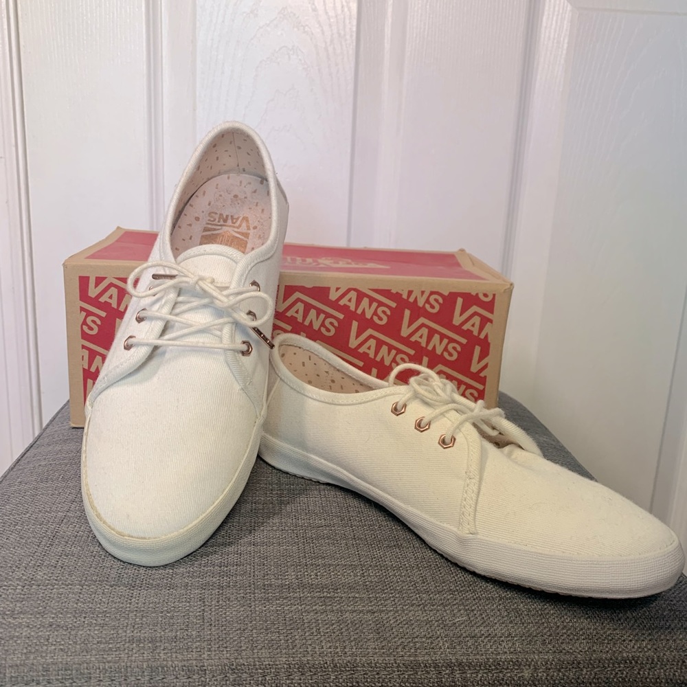 Vans White Laced Flats